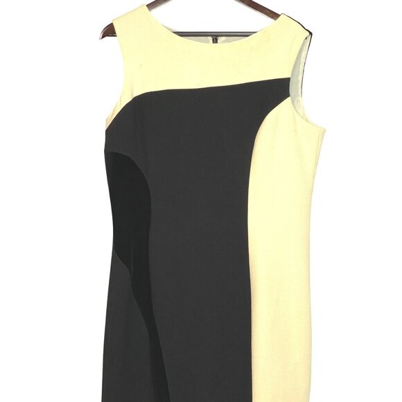 Teri Jon by Rickie Freeman Black Cream Wool Velvet Knee Length Sheath Dress 16 - Picture 3 of 8